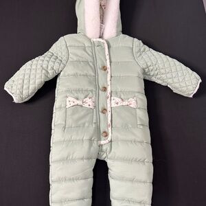 Mint Green Quilted Kids Snowsuit